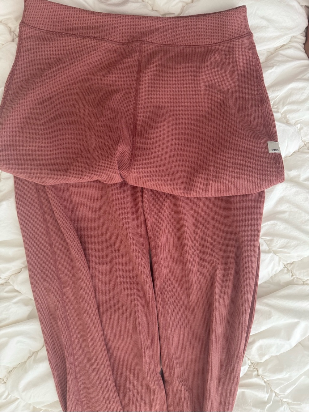 Vuori Women's Ribbed Wide-Leg Pants in Dusty Rose